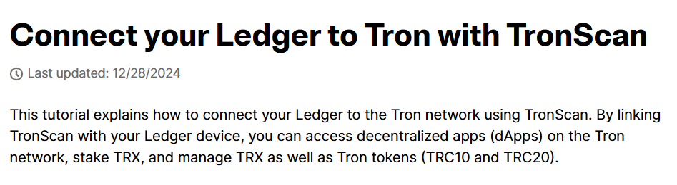 Kết nối Ledger của bạn với Tron bằng TronScan