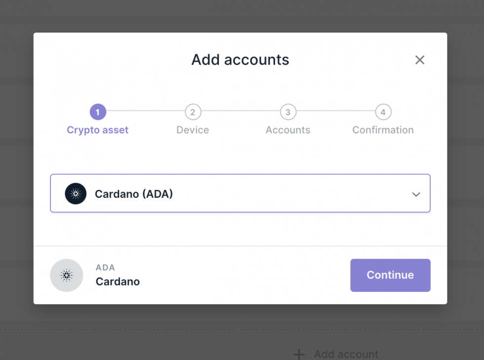 Tạo account Cardano (ADA) trên Ledger live
