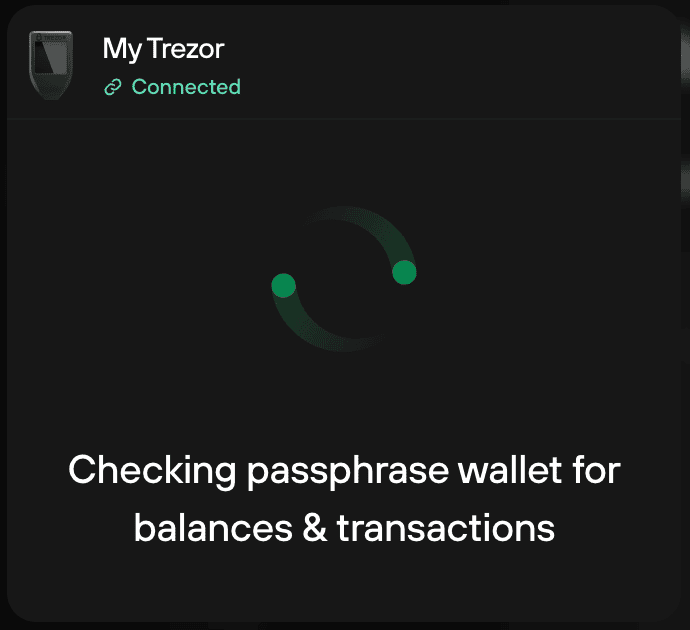 Trezor Suite kiểm tra dữ liệu v&agrave; tải th&ocirc;ng tin t&agrave;i khoản tương ứng