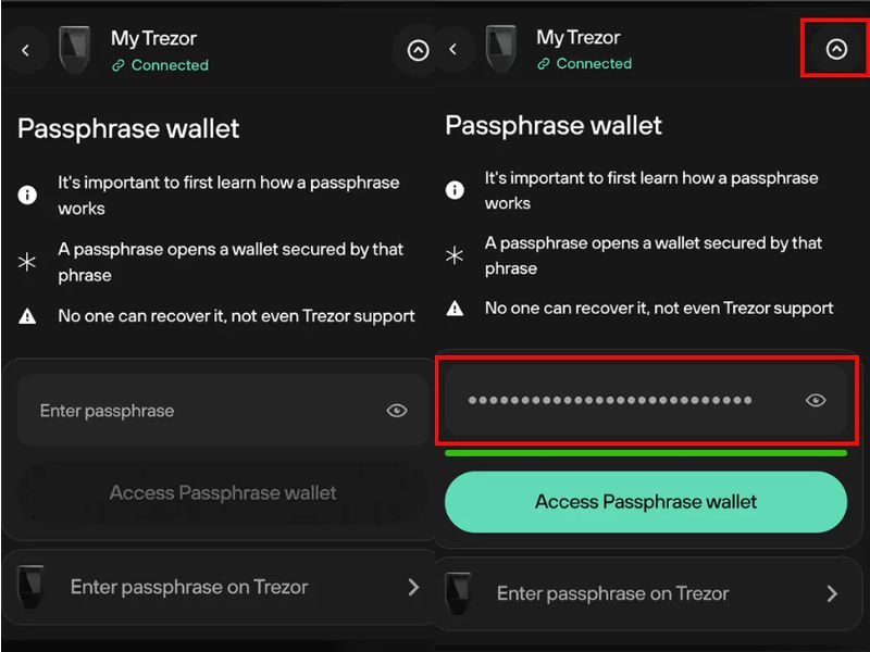 Nhập passphrase v&agrave; truy cập v&iacute;