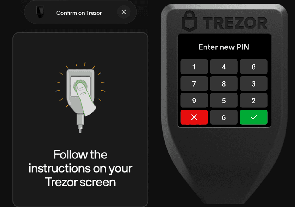 Nhập m&atilde; PIN tr&ecirc;n Trezor Model T