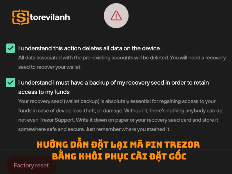 Hướng dẫn đặt lại mã PIN Trezor bằng khôi phục cài đặt gốc