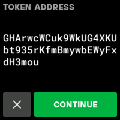 Thiết bị hiển thị địa chỉ tạo token h&atilde;y kiểm tra th&ocirc;ng tin v&agrave; tiếp tục x&aacute;c nhận tr&ecirc;n Trezor