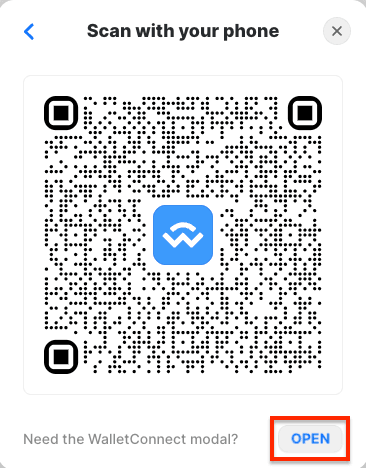 Nếu cửa sổ chỉ hiển thị m&atilde; QR, h&atilde;y đảm bảo mở to&agrave;n bộ cửa sổ WalletConnect
