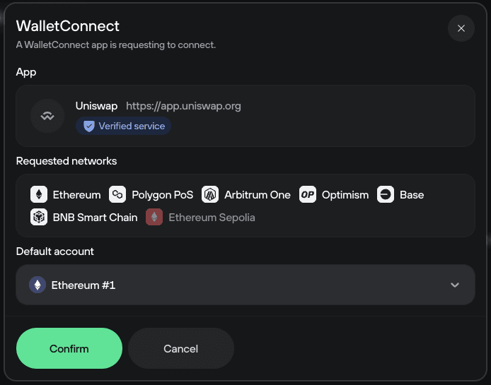 Trezor Suite hiển thị chi tiết kết nối, bao gồm t&ecirc;n ứng dụng, quyền truy cập v&agrave; mạng blockchain li&ecirc;n quan