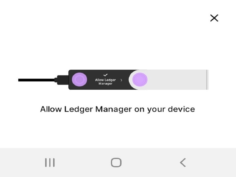Chọn thiết bị v&agrave; x&aacute;c nhận quyền truy cập khi th&ocirc;ng b&aacute;o cho ph&eacute;p Ledger Manager xuất hiện tr&ecirc;n v&iacute; lạnh