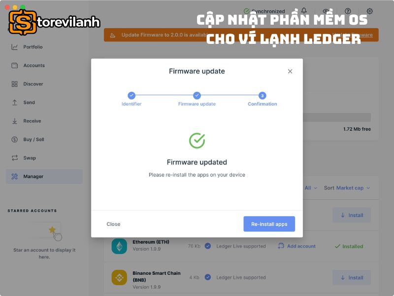 Cập nhật phần mềm OS cho ví lạnh Ledger nhanh chóng