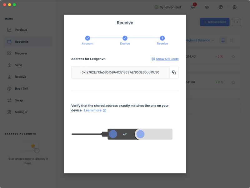 Kết nối Ledger với m&aacute;y t&iacute;nh, nhập m&atilde; PIN unlock v&agrave; mở app Open app Binance Smart Chain