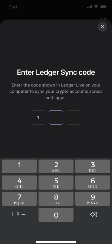 Nhập m&atilde; x&aacute;c nhận (Ledger Sync code) được hiển thị tr&ecirc;n ứng dụng