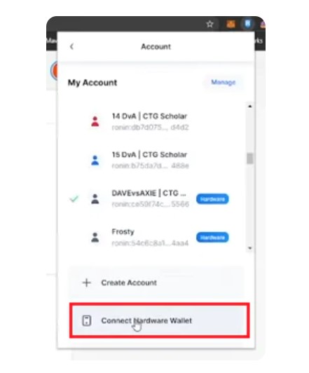 Chọn Connect Hardware Wallet để bắt đầu li&ecirc;n kết