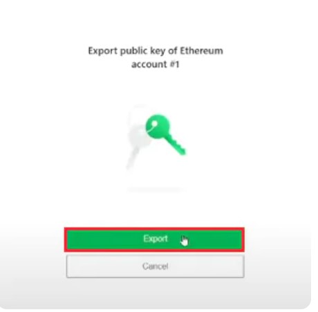 Hệ thống sẽ y&ecirc;u cầu thực hiện bước Export nhằm tr&iacute;ch xuất public key từ thiết bị Trezor