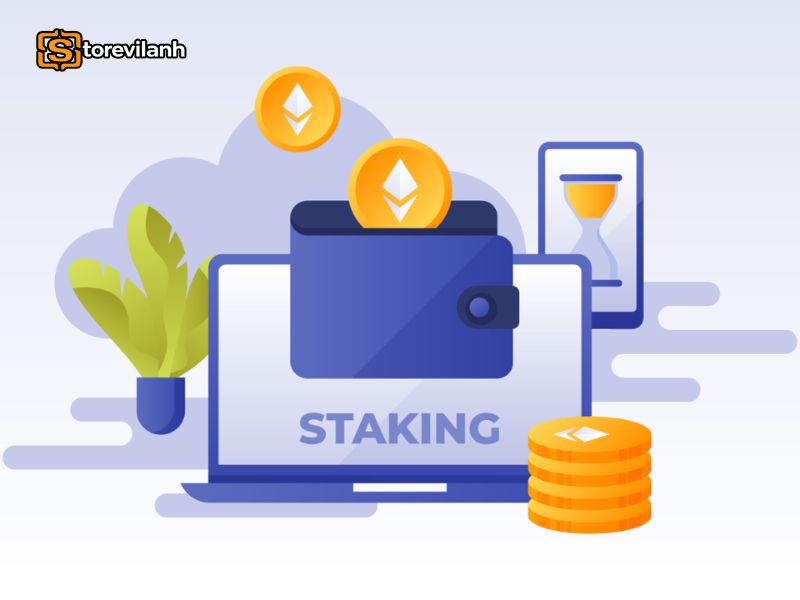 Staking l&agrave; h&igrave;nh thức kh&oacute;a hoặc ủy quyền tiền điện tử để tham gia x&aacute;c thực giao dịch