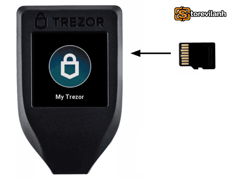 M&atilde; h&oacute;a MicroSD kết hợp PIN v&agrave; thẻ gh&eacute;p nối, tăng bảo mật dữ liệu Trezor.