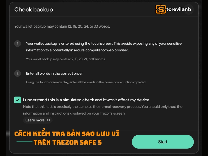 Cách kiểm tra bản sao lưu ví trên Trezor Safe 5 chi tiết