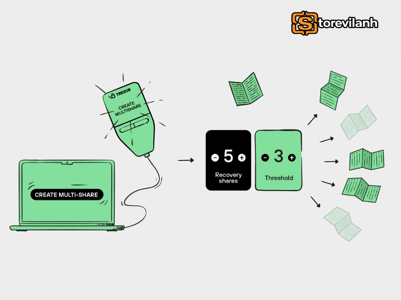 Multi-share Backup chia nhỏ dữ liệu kh&ocirc;i phục, tăng khả năng bảo vệ v&iacute; Trezor