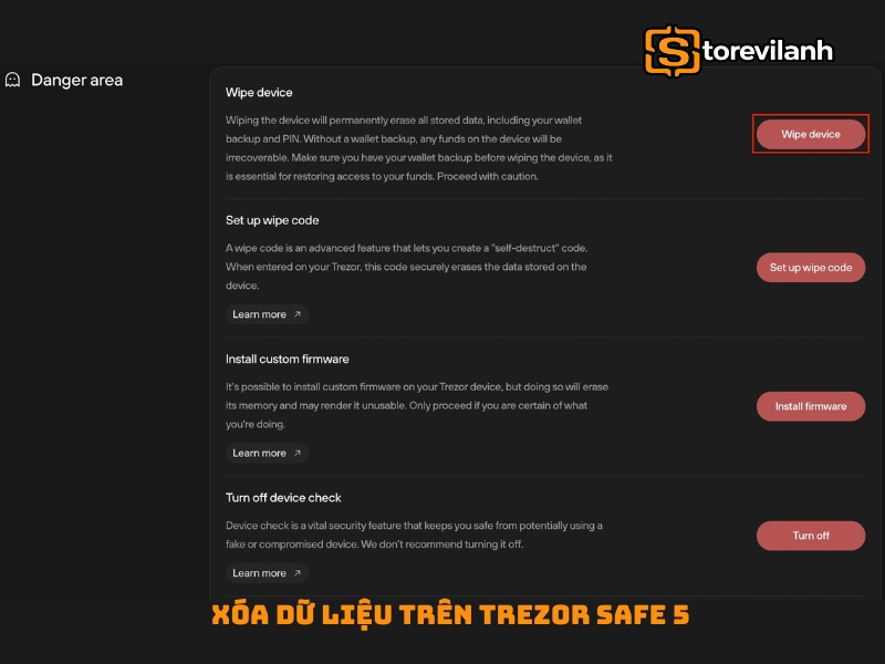 Cách xóa dữ liệu trên Trezor Safe 5 an toàn, dễ thực hiện
