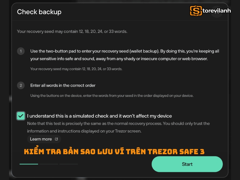 Cách kiểm tra bản sao lưu ví trên Trezor Safe 3 chi tiết
